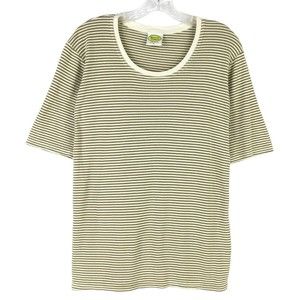 Drawstrings of Malibu Size L Travel T-Shirt Stripe Scoop Neck Beige Cream USA